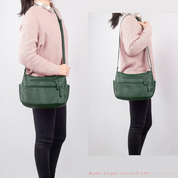 🆕 Volganik Rock PU Leather Shoulder Bag Women Green Soft Pocketbooks Purse - Picture 2 of 6